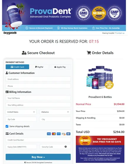 provadent order page